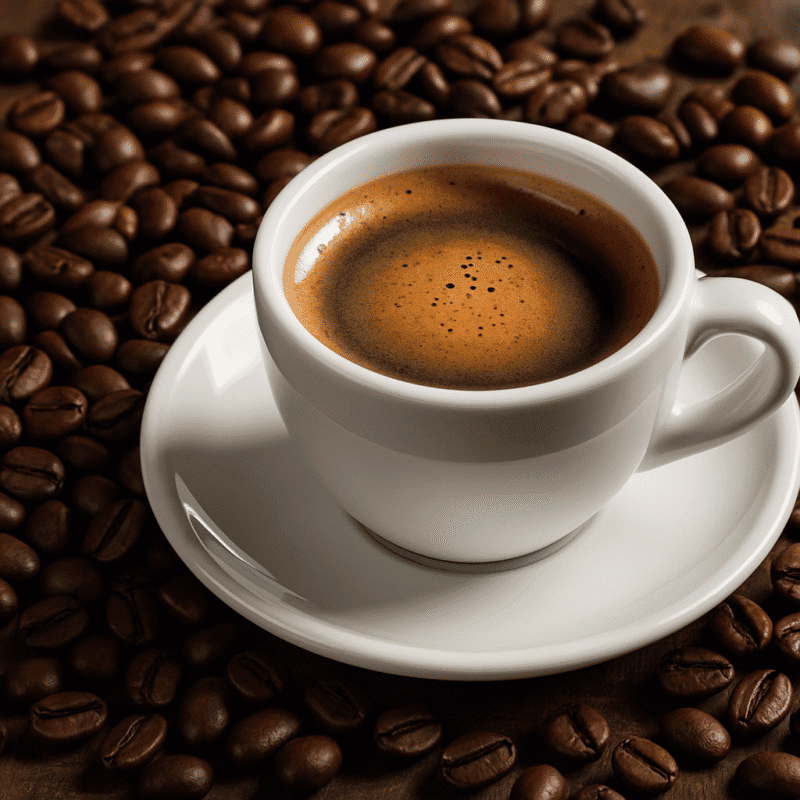 Kawowski.pl, filiżanka kawy espresso na białym talerzyku z kawą i ziarnami kawy w tle, kawa mielona, aromatyczny napar, przygotowanie kawy, artystyczne zdjęcie kawy, kawa do biura i domu, różne rodzaje kawy, najlepsza kawa, kawowy design, kawa w wysokiej jakości, kawowe inspiracje, kawa z kafeterii, kawa na co dzień, kawa premium, kawa mielona i ziarnista, kawowe akcesoria, smak i aromat kawy - idealna dla miłośników kawy, profesjonalne palenie kawy, kawa na wynos, kawa na zimno.